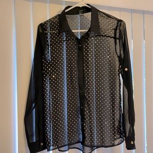 Forever 21 black and gold long sleeve blouse, size small